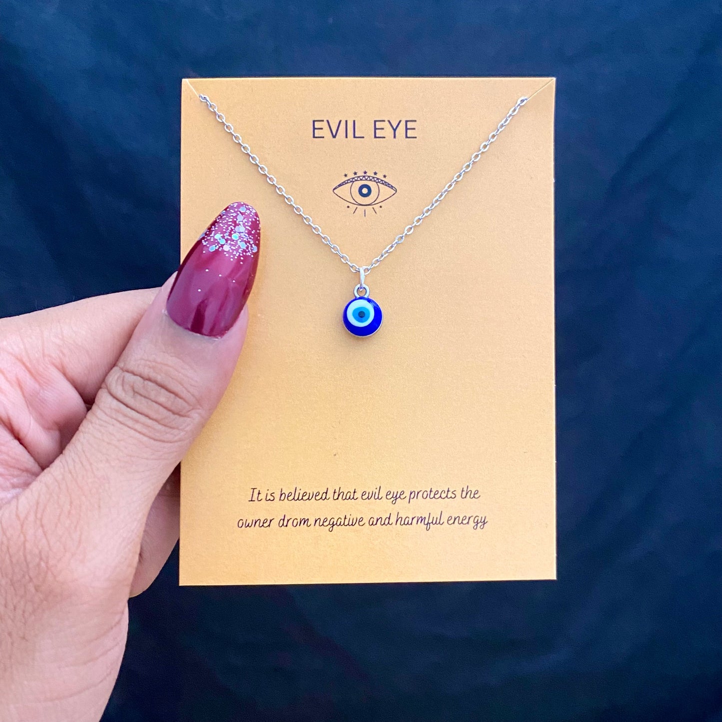 Waterproof Evil Eye Charm Necklace With Stainless Steel Chain - DropShp