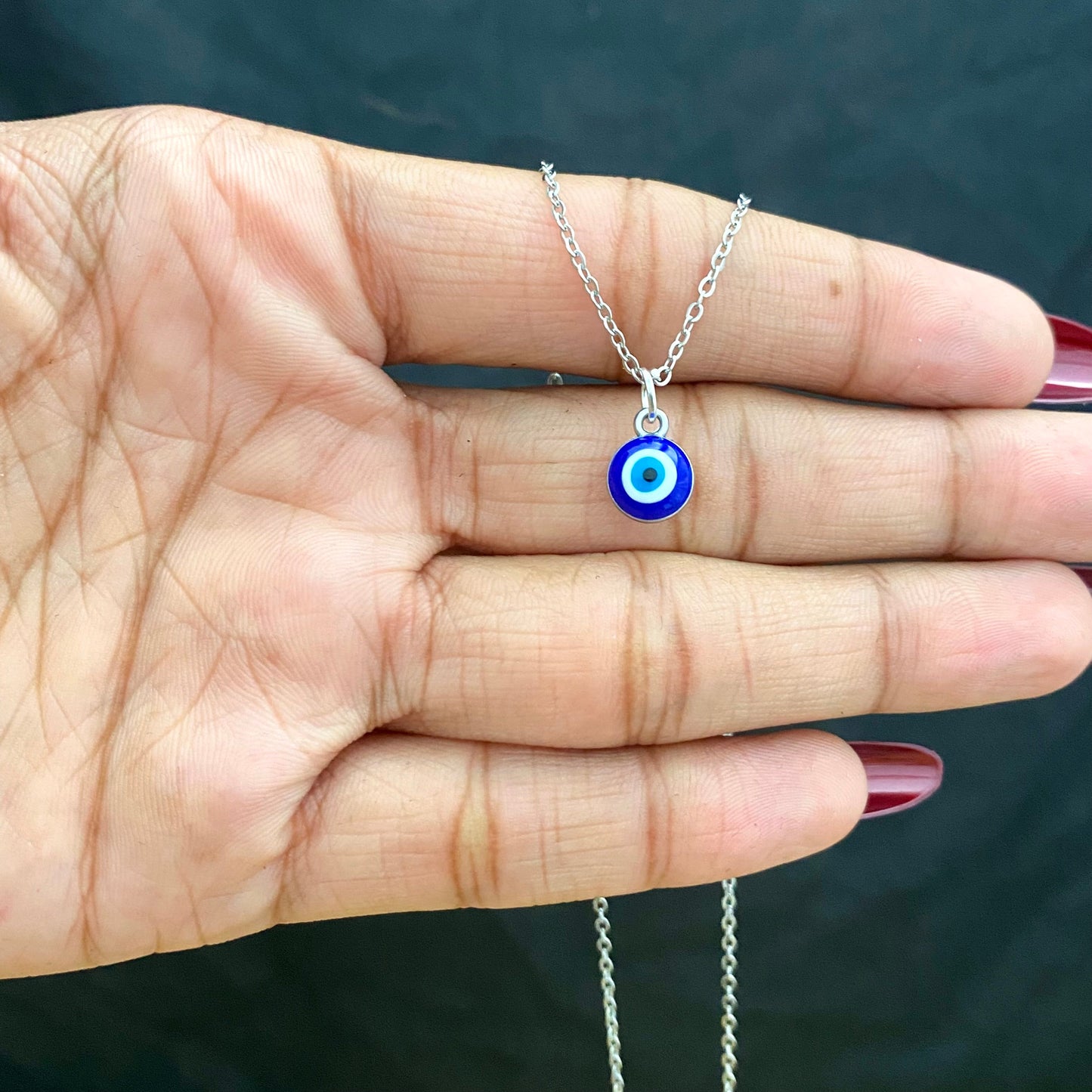 Waterproof Evil Eye Charm Necklace With Stainless Steel Chain - DropShp