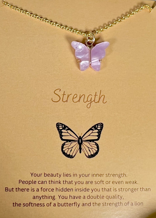 Lavender Acrylic Butterfly Charm Necklace (Golden) - DropShp