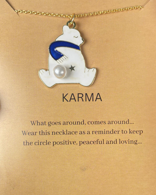 White Bear With Pearl Charm Necklace (Waterproof) - DropShp