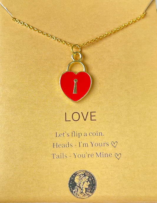 Red Heart Lock Charm Necklace (Waterproof) - DropShp