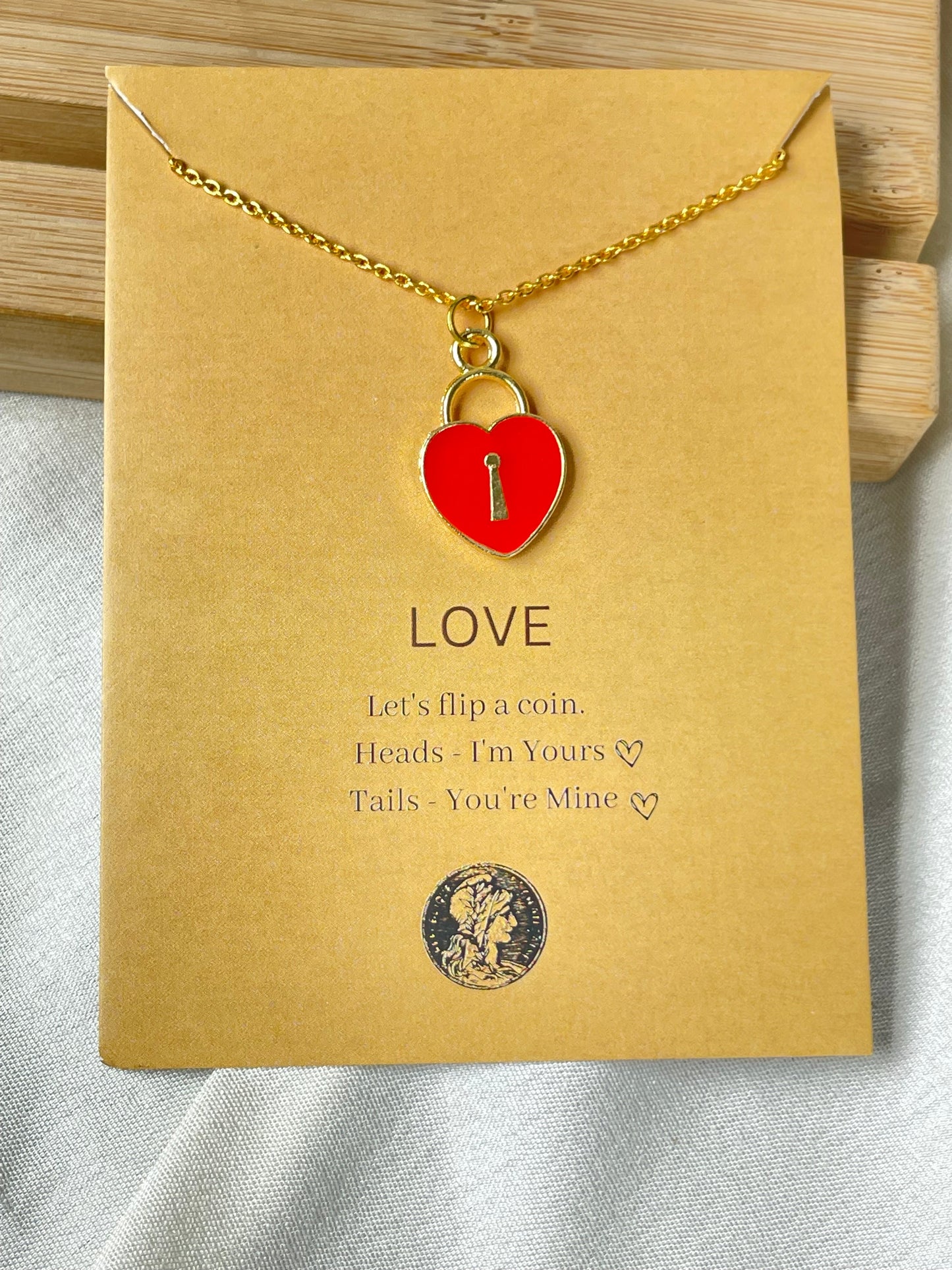 Red Heart Lock Charm Necklace (Waterproof) - DropShp