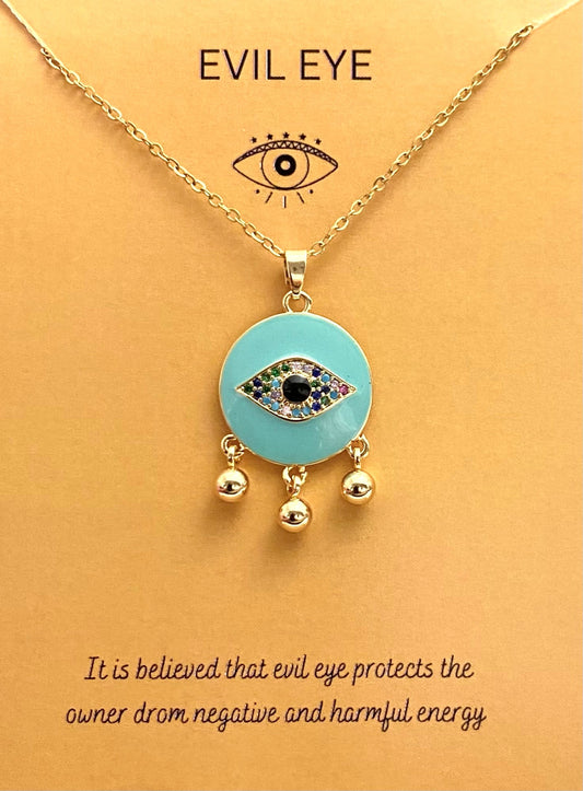 Premium Golden Evil Eye Necklace With Stainless Steel Chain - DropShp