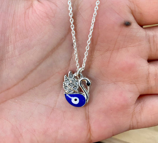 Silver Duck Evil Eye Charm Necklace(Waterproof) - DropShp