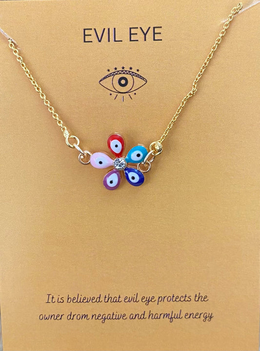 Flower Evil Eye Charm Necklace(Waterproof) - DropShp