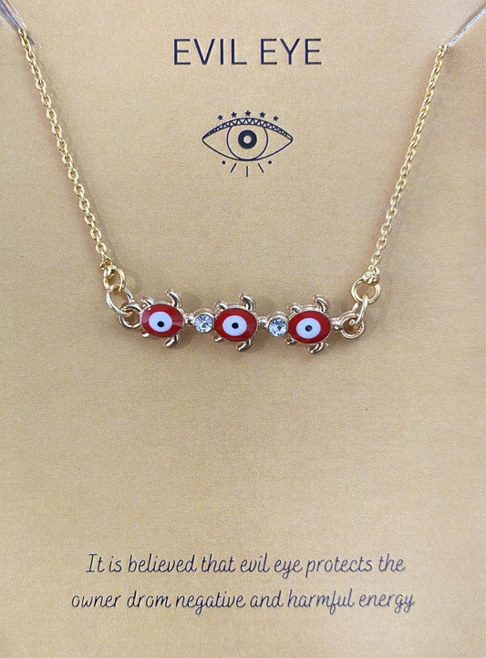Red Tortoise Evil Eye Charm Necklace(Waterproof) - DropShp