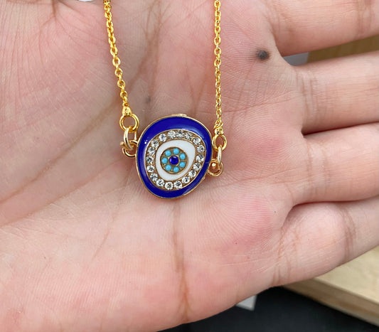 Blue Zircon Evil Eye Charm Necklace(Waterproof) - DropShp