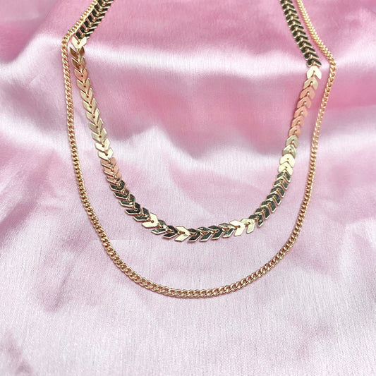 Double Layered Golden Arrow Chain Necklace - DropShp