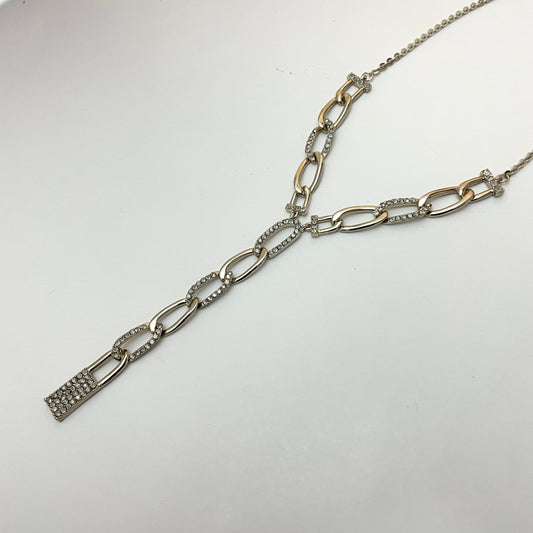 Adjustable Stone Studded Lock Charm Link Chain Necklace - DropShp