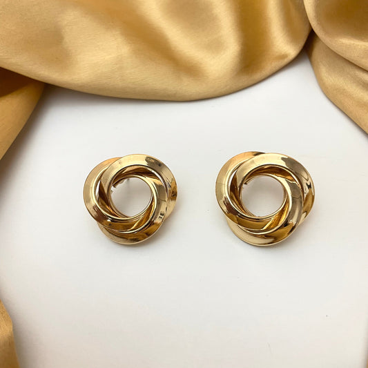 Golden Circular Stud Korean Earrings - DropShp