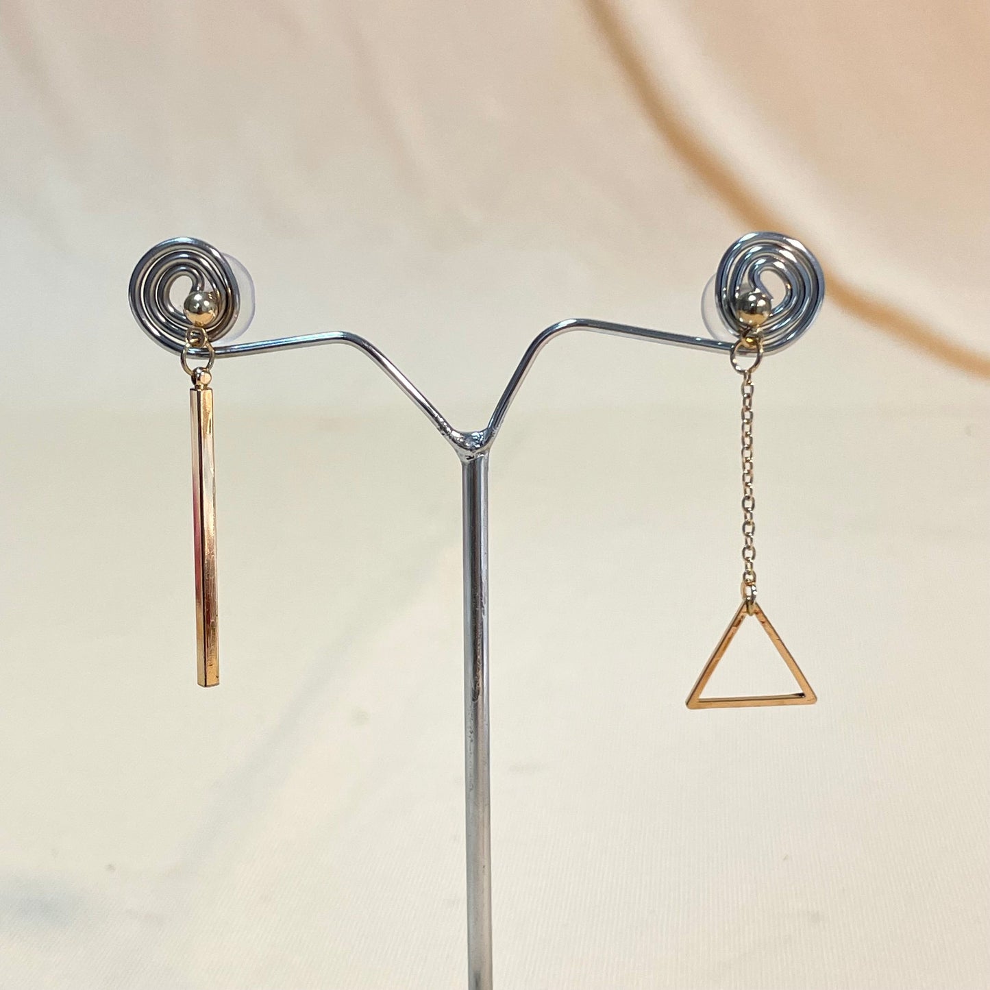Golden Uneven Drop Triangle Korean Earrings - DropShp