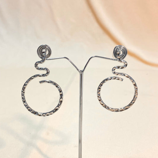 Silver Curvy Snake Earrings - DropShp