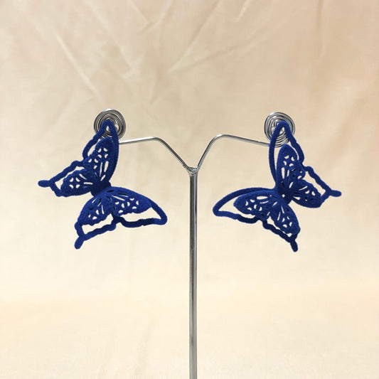 Blue Velvet Butterfly Stud Earrings - DropShp