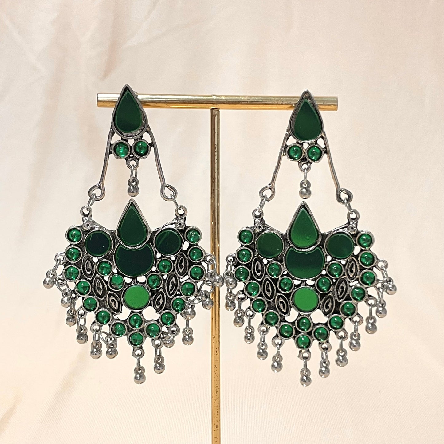 Oxidised Blue Long Drop Jhumka - DropShp