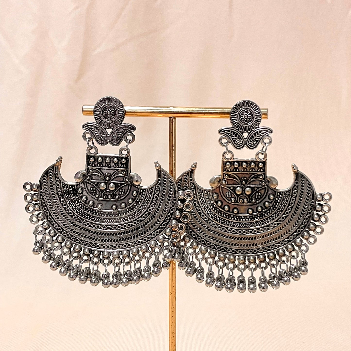 Oxidised Silver Jhumka - DropShp