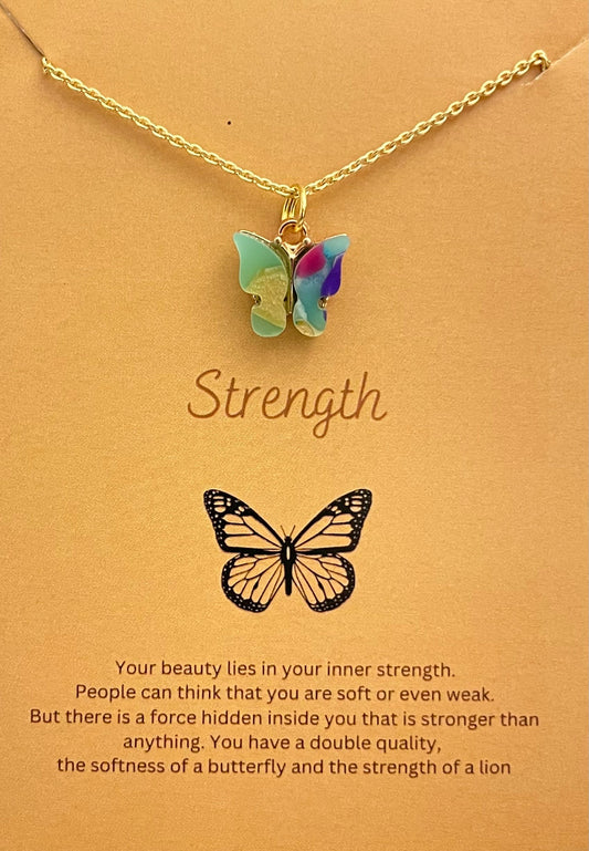 Cute Golden Waterproof Acrylic Butterfly Charm Necklace - DropShp