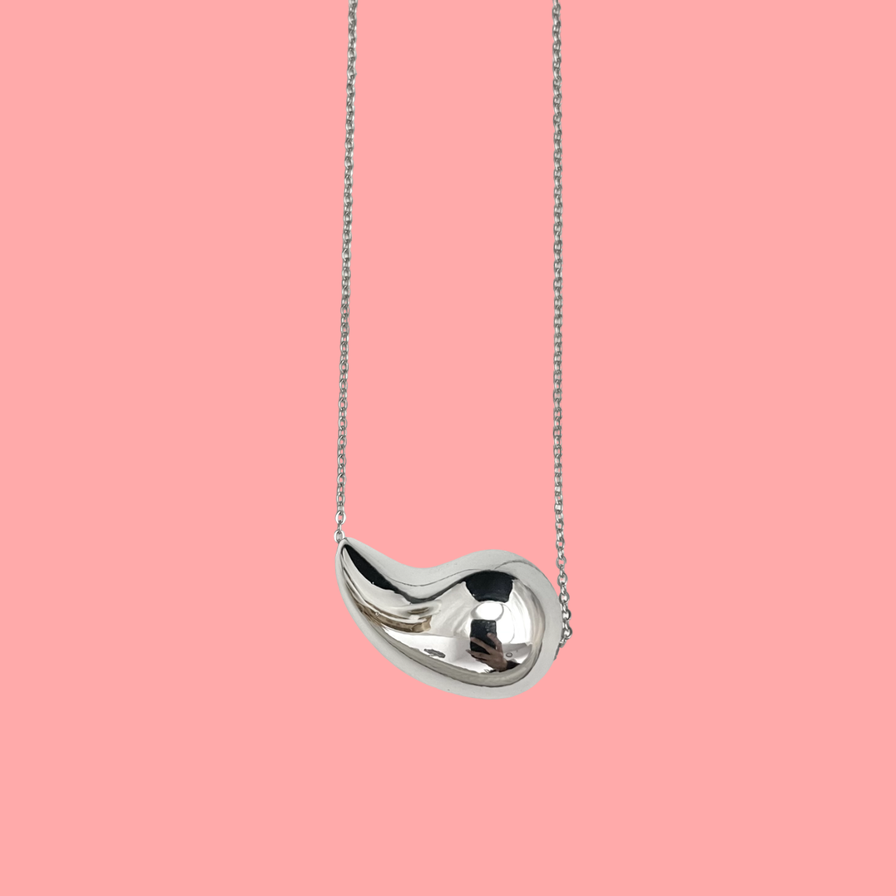 Silver Stainless Steel Water Drop Necklace - DropShp