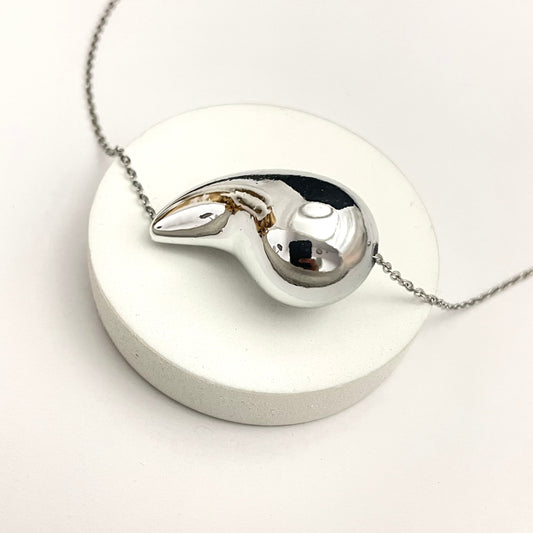 Silver Stainless Steel Water Drop Necklace - DropShp