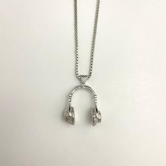 Silver Headphone Charm Necklace For Boys - DropShp