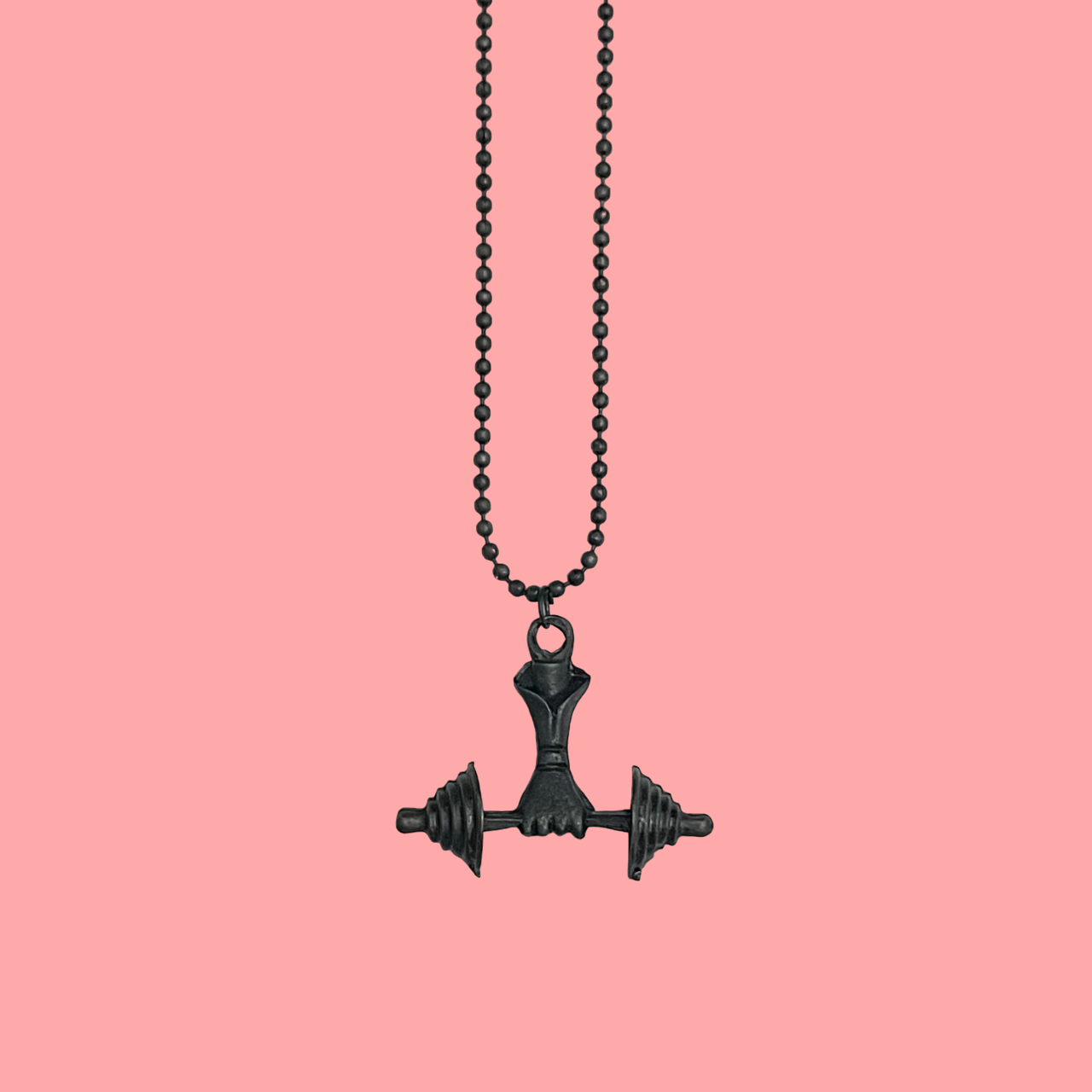 Black Dumbbell Pendant Necklace For Boys - DropShp