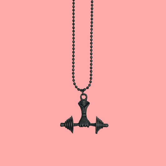 Black Dumbbell Pendant Necklace For Boys - DropShp