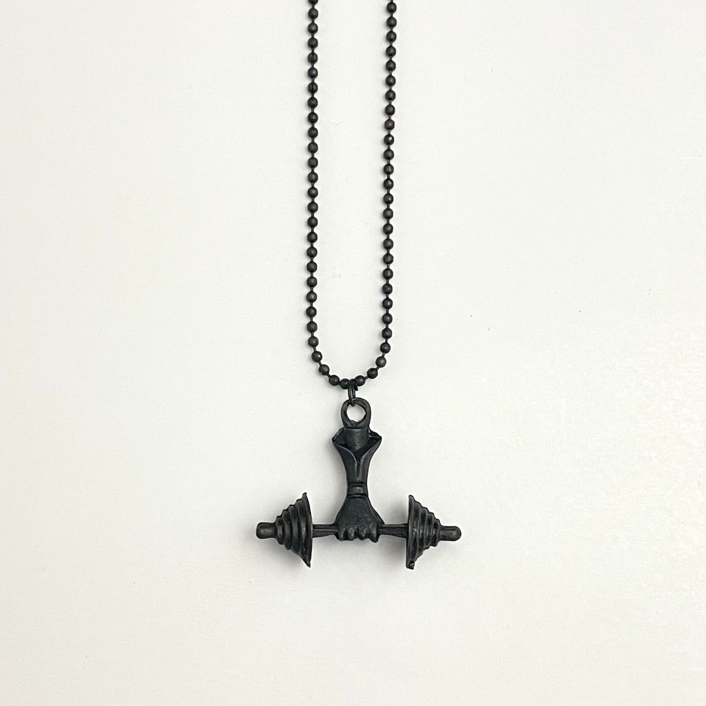 Black Dumbbell Pendant Necklace For Boys - DropShp