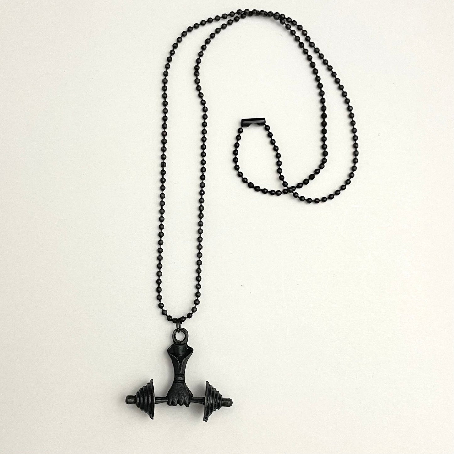 Black Dumbbell Pendant Necklace For Boys - DropShp