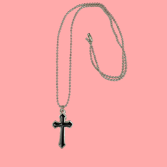 Black Cross Pendant Charm Necklace For Boys With Ball Chain - DropShp