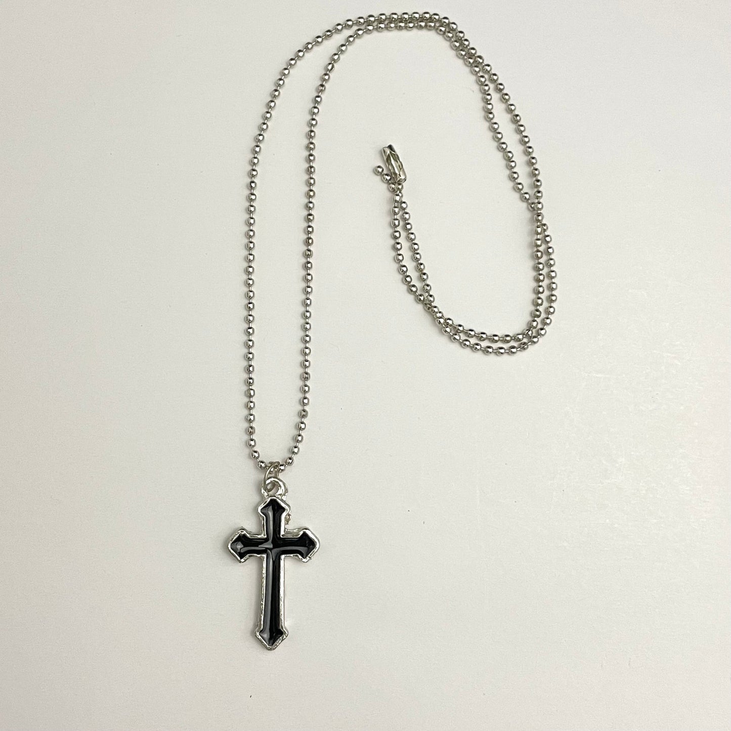Black Cross Pendant Charm Necklace For Boys With Ball Chain - DropShp