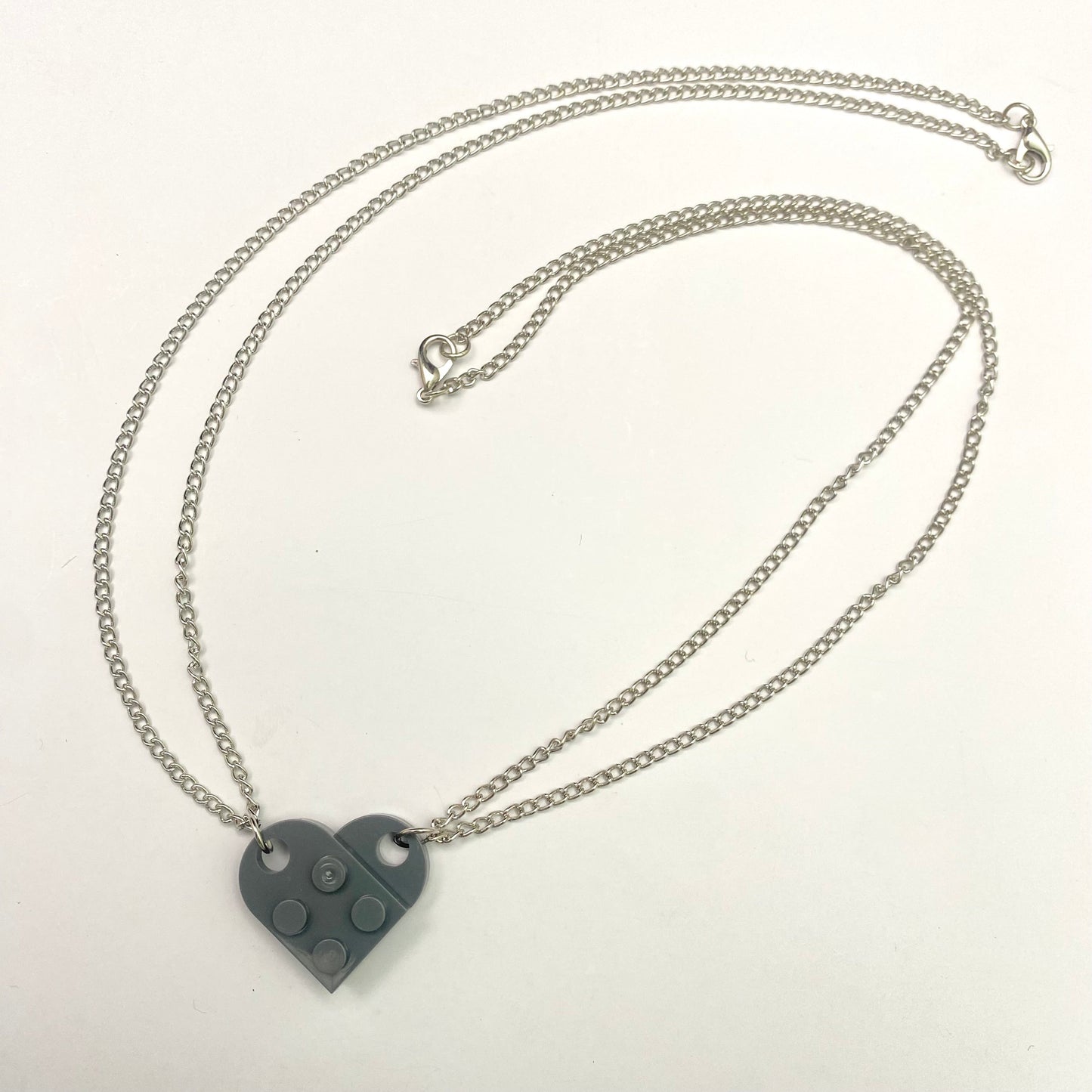 Grey Heart Shape Brick Lego Couple Necklace - DropShp