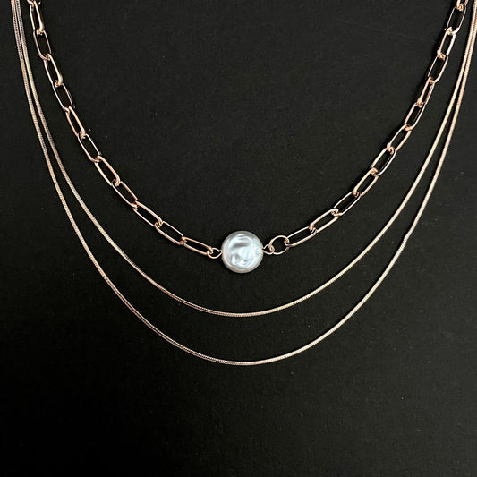 Triple Layered Rosegold Chain Necklace - DropShp
