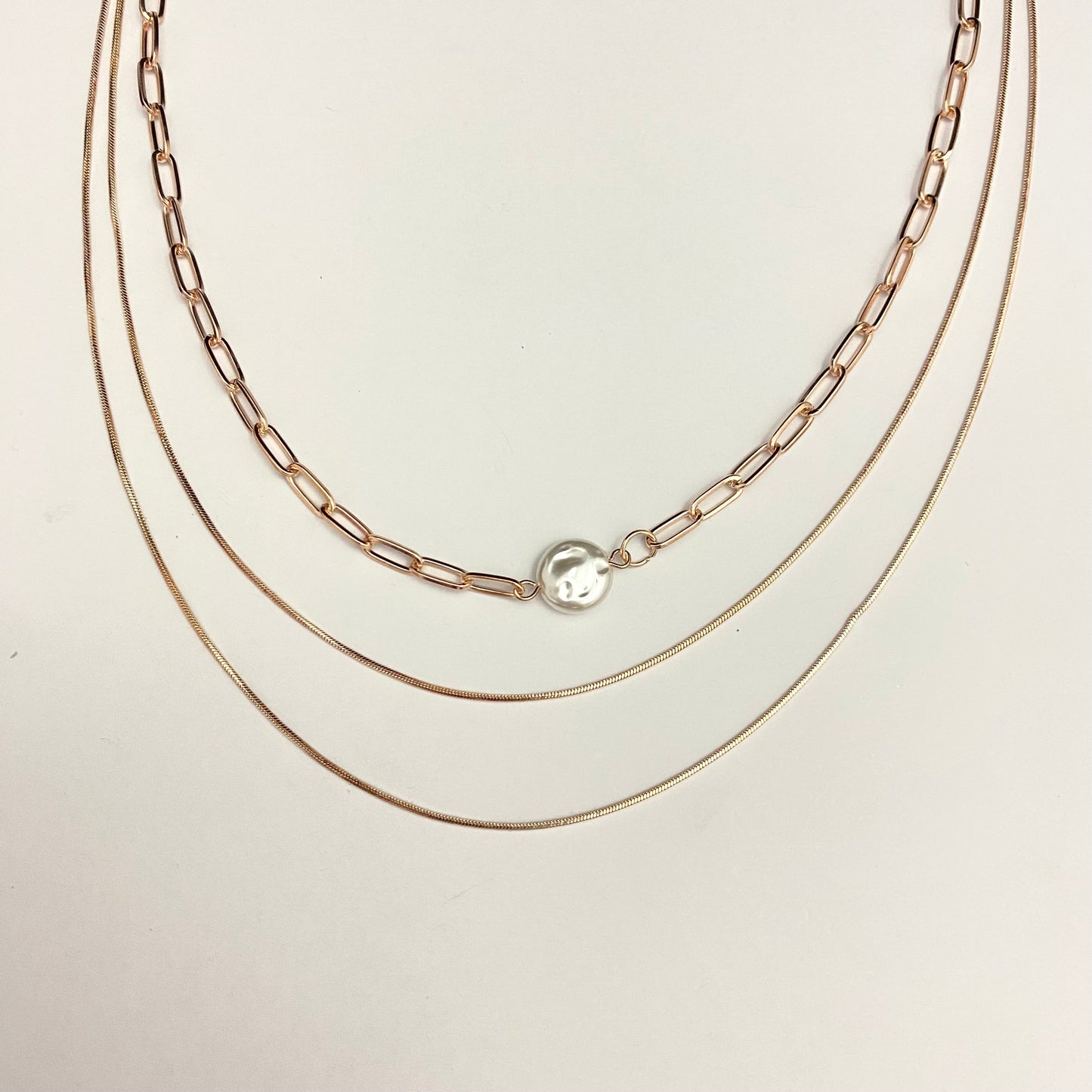 Triple Layered Rosegold Chain Necklace - DropShp