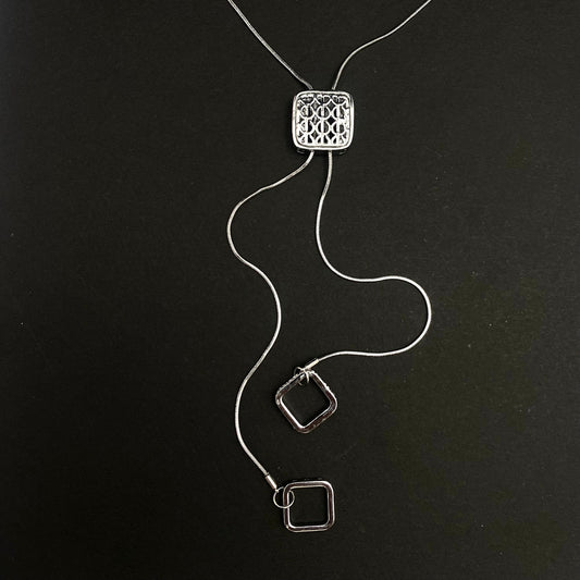Silver Square Charm Necklace - DropShp