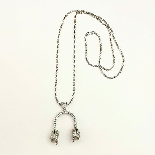 Silver Headphone Charm Necklace For Boys With Ball Chain - DropShp