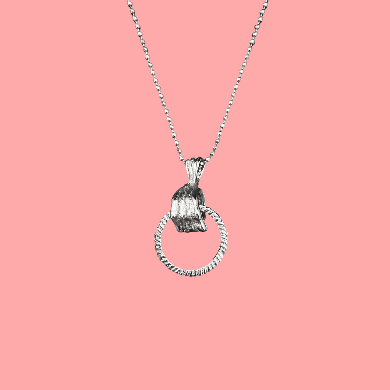 Casting Creative Hand Grab Ring Pendant Necklace For Boys With Ball Chain - DropShp