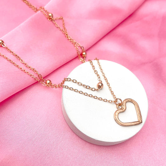 Layered Hanging Heart Necklace (Golden) - DropShp