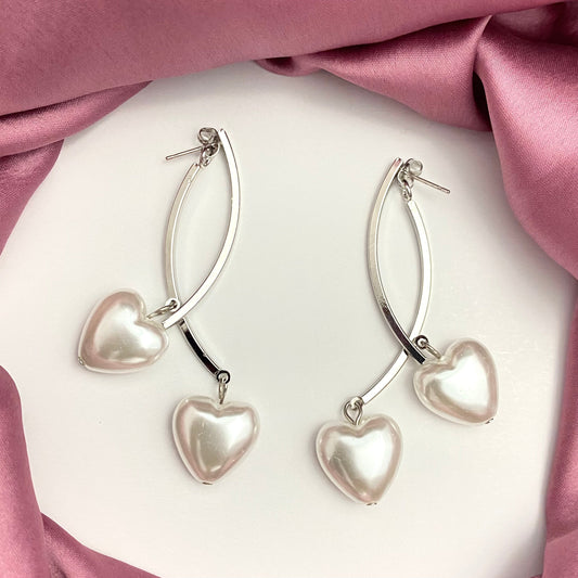 Silver Drop Heart Designed Earrings - DropShp