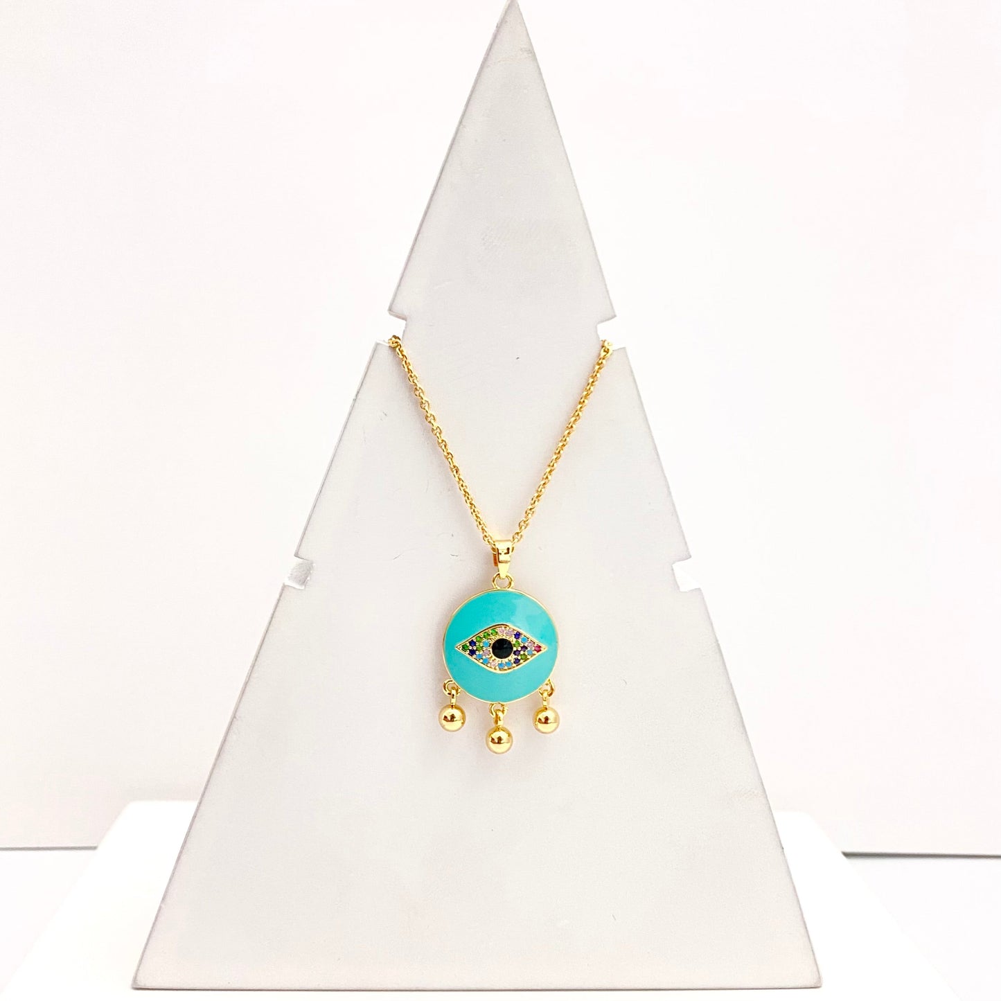 Premium Golden Evil Eye Necklace With Stainless Steel Chain - DropShp