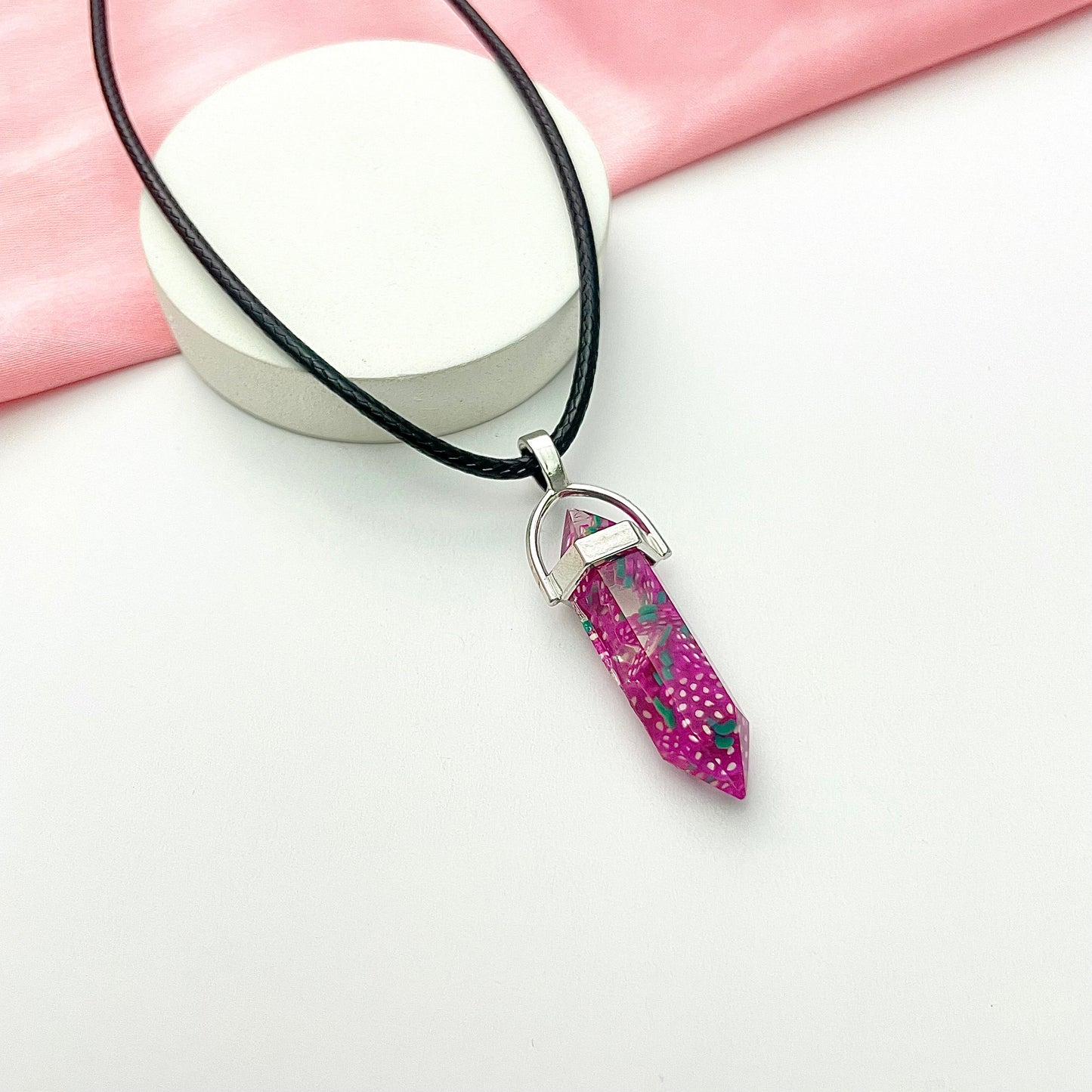 Purple Strawberry Print Pencil Pendant Necklace (D-9) - DropShp