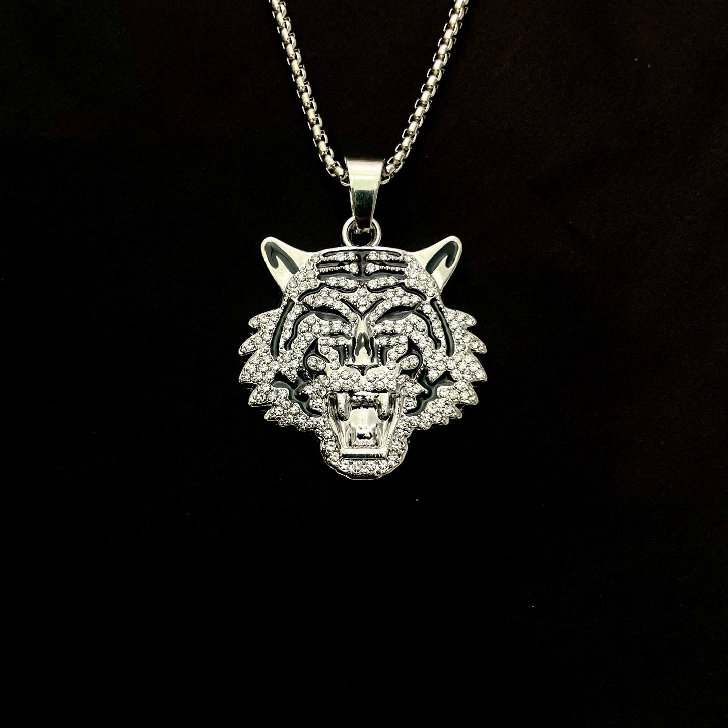 Tiger Head Iced Out Hip Hop Pendant Necklace With Chain - DropShp