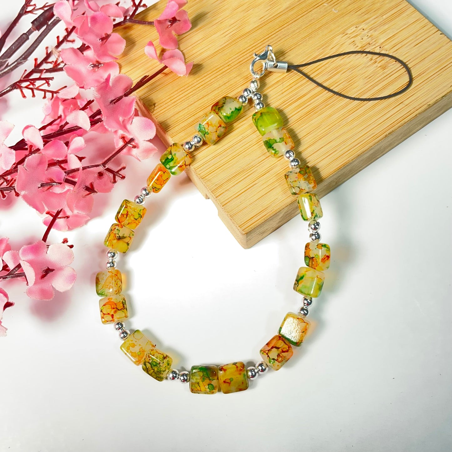 Cute Tie-Dye Square Beads Phone Charm Strap - DropShp