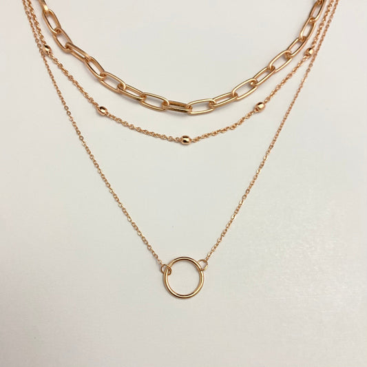 Triple Layered Necklace With Ring Charm - DropShp