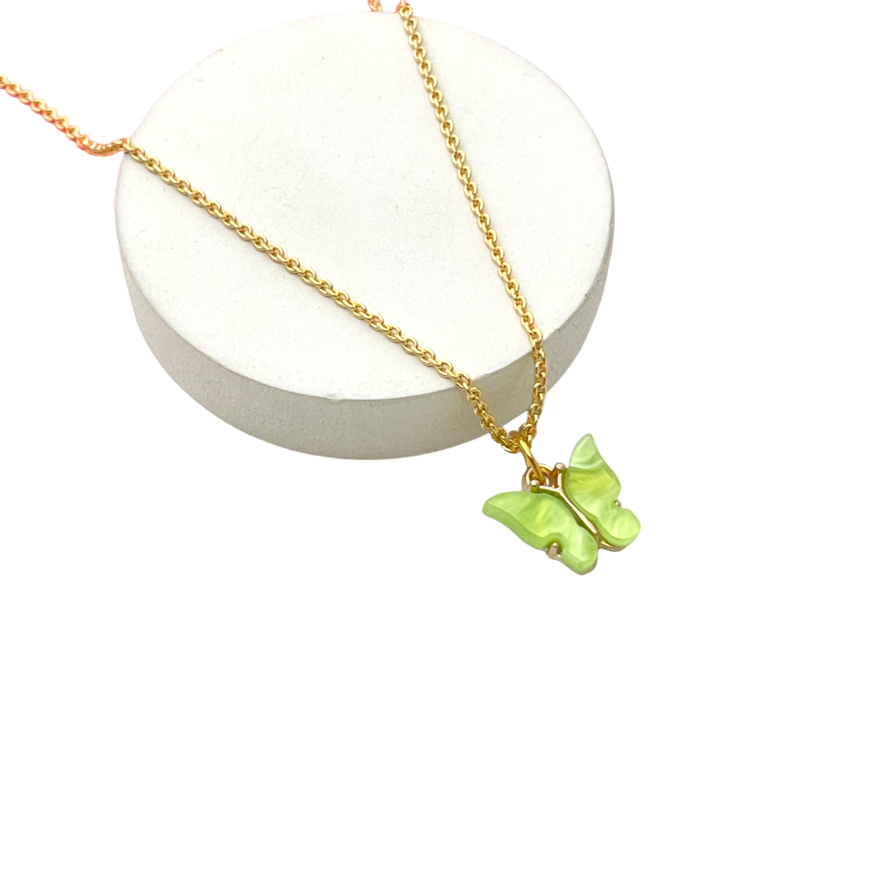 Light Green Acrylic Butterfly Necklace (Golden) - DropShp