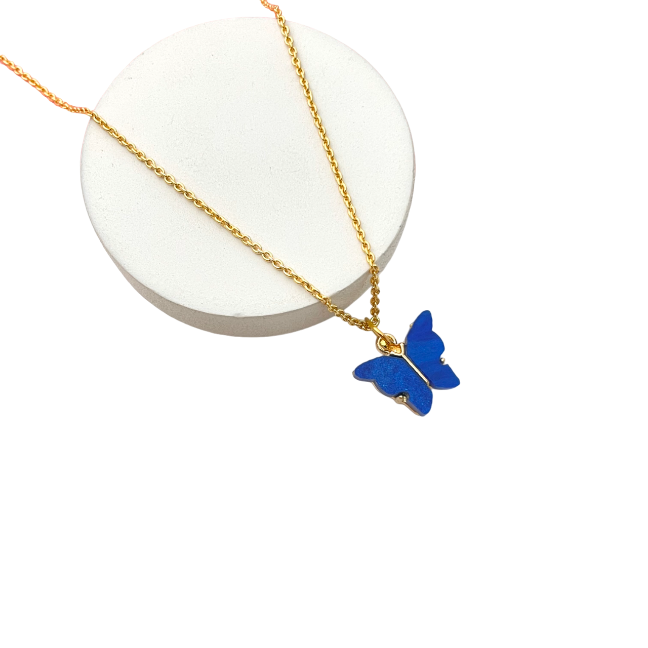 Dark Blue Acrylic Butterfly Necklace (Golden) - DropShp