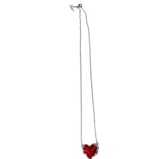Gothic Red Stainless Steel Heart Charm Necklace - DropShp