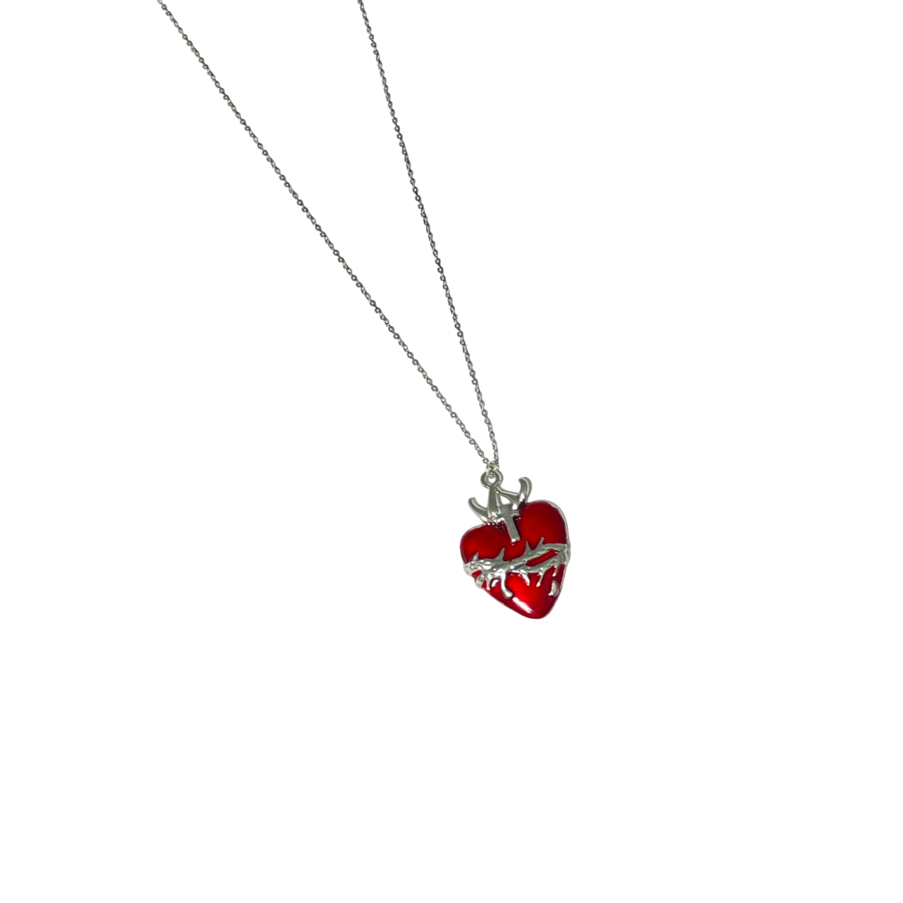 Gothic Red Stainless Steel Heart Charm Necklace - DropShp