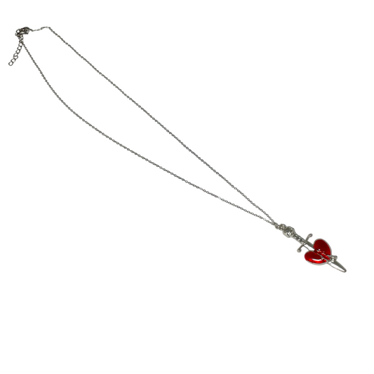 Gothic Red Stainless Steel Heart Charm Necklace - DropShp