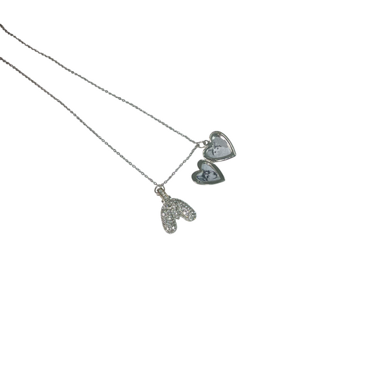 Gift For Valentine's Day Silver Stone Studded A Initial With Heart Charm Necklace - DropShp