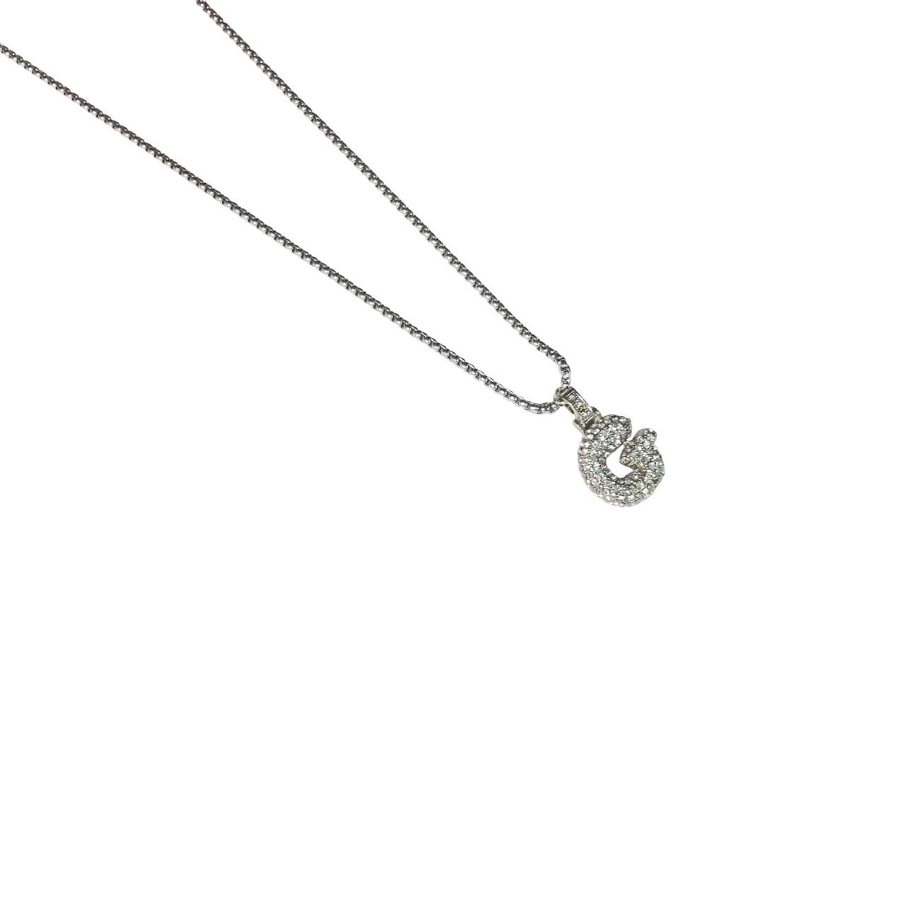 Gift For Valentine's Day Silver Stone Studded G Initial Necklace - DropShp