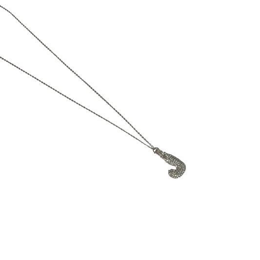 Gift For Valentine's Day Silver Stone Studded J Initial Necklace For Girls - DropShp